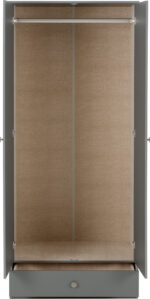 Denver 2 Door 1 Drawer Mirrored Wardrobe with Grey Gloss - Image 6