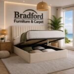 Harper Natural Fabric Winged Ottoman Storage Bed Frame