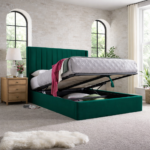 Harper Natural Fabric Winged Ottoman Storage Bed Frame - Image 2