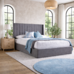 Harper Natural Fabric Winged Ottoman Storage Bed Frame - Image 3