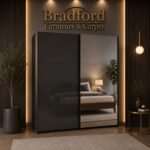 Indiana High Gloss Graphite Wardrobe | Bradford Furniture & Carpets