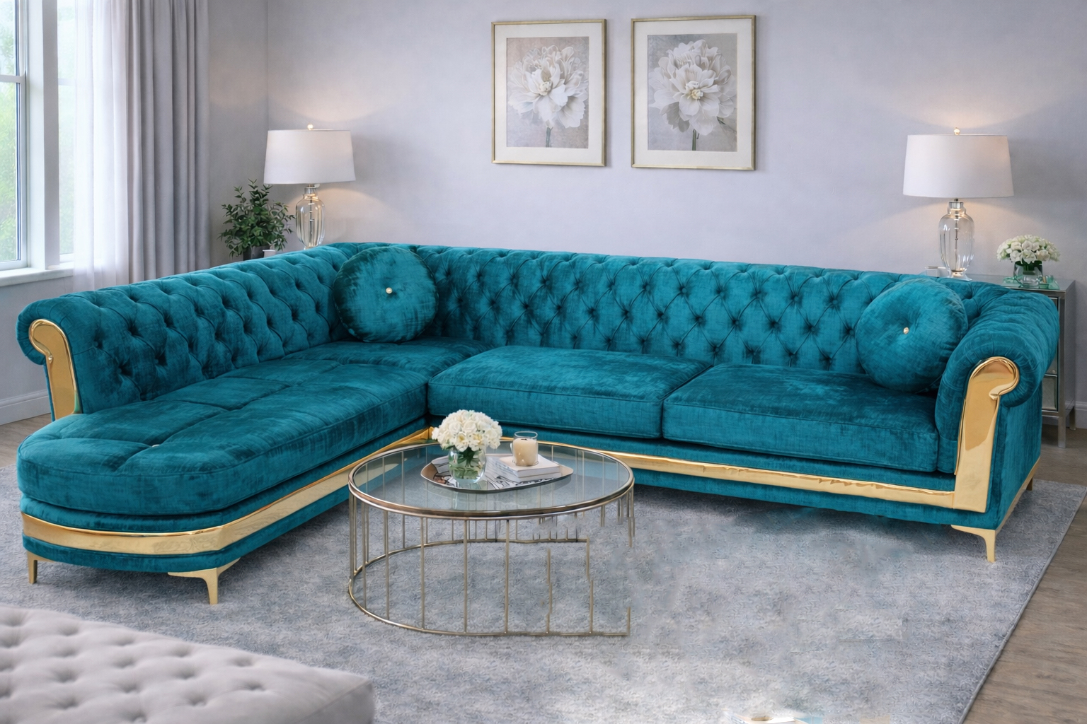 Italian Style Fabric Modern Corner Sofa