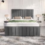 Queen Size Beds with Storage - Panelled Upholstered Bed