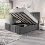 Queen Size Beds with Storage - Panelled Upholstered Bed - Image 2