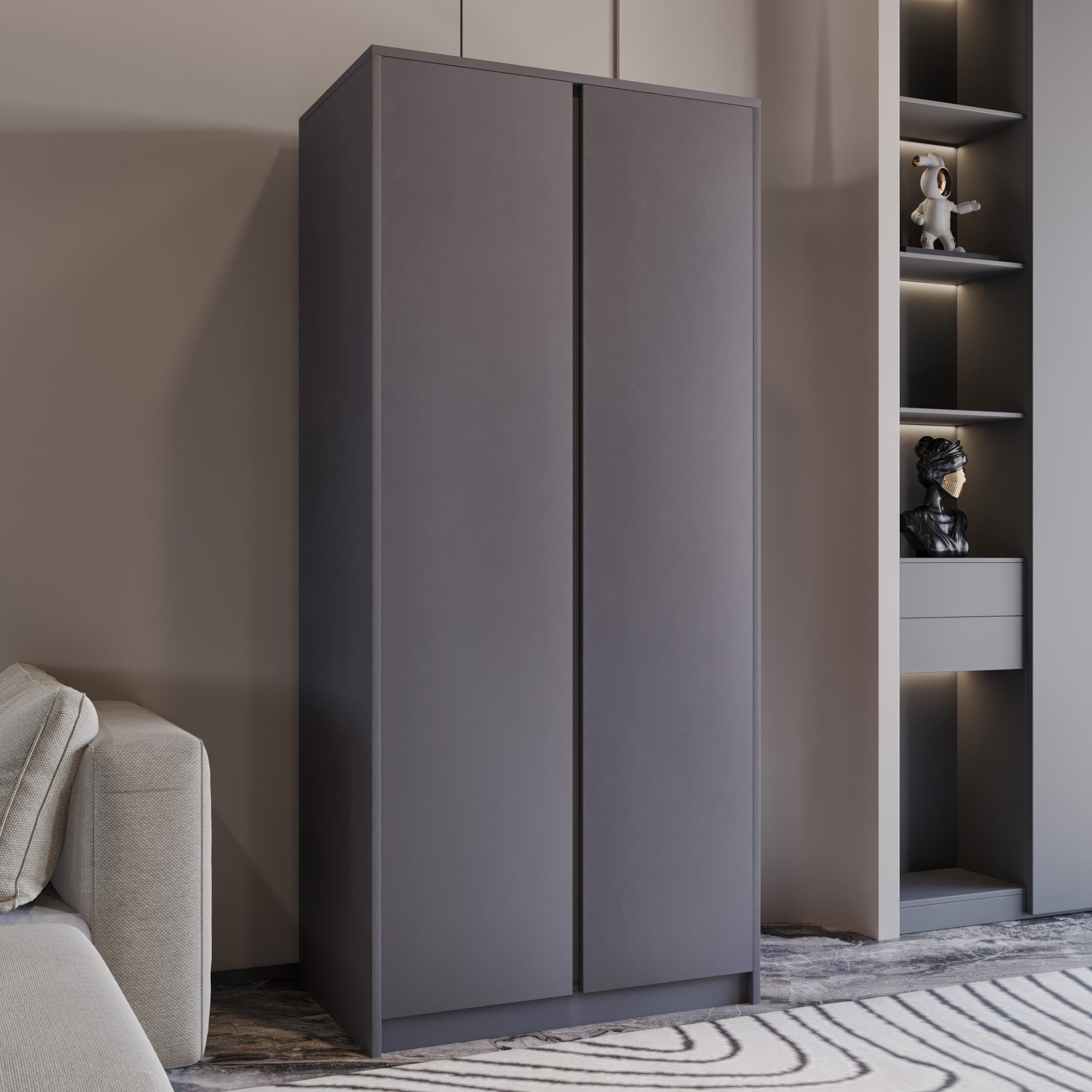 Malvern 2 Door Wardrobe in Grey Color