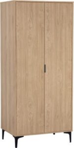 Miami 2 Door Wardrobe in Oak Effect & Black - Image 3