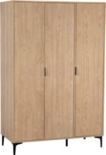 Miami 3 Door Wardrobe in Oak Effect & Black - Image 2