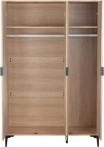 Miami 3 Door Wardrobe in Oak Effect & Black - Image 4
