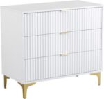 Miami 3 Drawer Chest White/Gold Color - Image 6