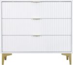 Miami 3 Drawer Chest White/Gold Color - Image 9
