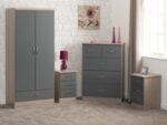 Nevada 2 Door 1 Drawer Wardrobe Bedroom Set in Grey Gloss - Image 3