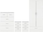 Nevada 2 Door 1 Drawer Wardrobe Bedroom Set in White Gloss