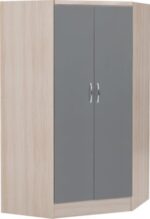 Nevada 2 Door Corner Wardrobe in Grey Gloss/Light Oak - Image 3
