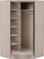 Nevada 2 Door Corner Wardrobe in Grey Gloss/Light Oak - Image 5