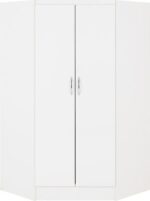 Nevada 2 Door Corner Wardrobe in White Gloss