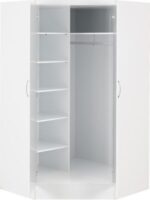 Nevada 2 Door Corner Wardrobe in White Gloss - Image 4