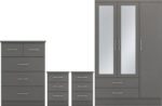 Nevada 3 Door 2 Drawer Mirrored Wardrobe Bedroom Set - Image 2