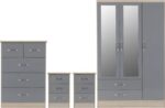 Nevada 3 Door 2 Drawer Mirrored Wardrobe Bedroom Set - Image 3