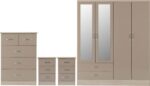 Nevada 4 Door 2 Drawer Mirrored Wardrobe Bedroom Set - Image 4