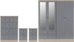 Nevada 4 Door 2 Drawer Mirrored Wardrobe Bedroom Set - Image 5