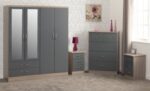 Nevada 4 Door 2 Drawer Mirrored Wardrobe Bedroom Set - Image 6