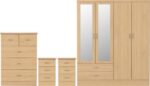 Nevada 4 Door 2 Drawer Mirrored Wardrobe Bedroom Set - Image 7