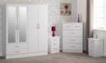 Nevada 4 Door 2 Drawer Mirrored Wardrobe Bedroom Set - Image 9