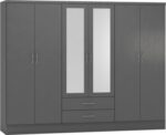 Nevada 6 Door 2 Drawer Mirrored Wardrobe - Image 2