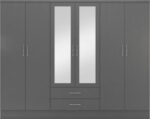 Nevada 6 Door 2 Drawer Mirrored Wardrobe - Image 4