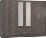 Nevada 6 Door 2 Drawer Mirrored Wardrobe - Image 5