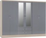 Nevada 6 Door 2 Drawer Mirrored Wardrobe - Image 6