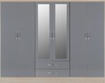 Nevada 6 Door 2 Drawer Mirrored Wardrobe - Image 8
