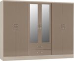 Nevada 6 Door 2 Drawer Mirrored Wardrobe - Image 9