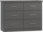 Nevada 6 Drawer Chest in 3D Effect Grey