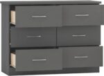 Nevada 6 Drawer Chest in 3D Effect Grey - Image 3