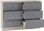 Nevada 6 Drawer Chest in Grey Gloss/Light Oak Effect Veneer - Image 3