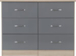 Nevada 6 Drawer Chest in Grey Gloss/Light Oak Effect Veneer - Image 4