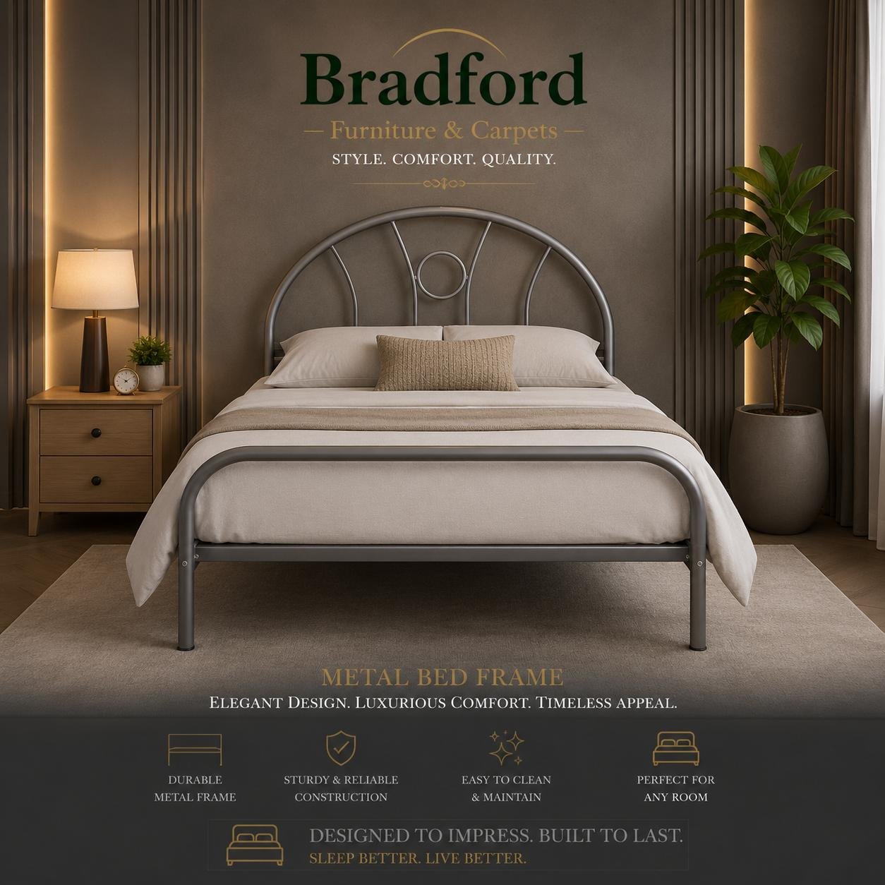 Nova Metal Bed in Silver Color