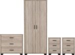 Oliver 2 Door Wardrobe Bedroom Set in Light Oak Effect - Image 2
