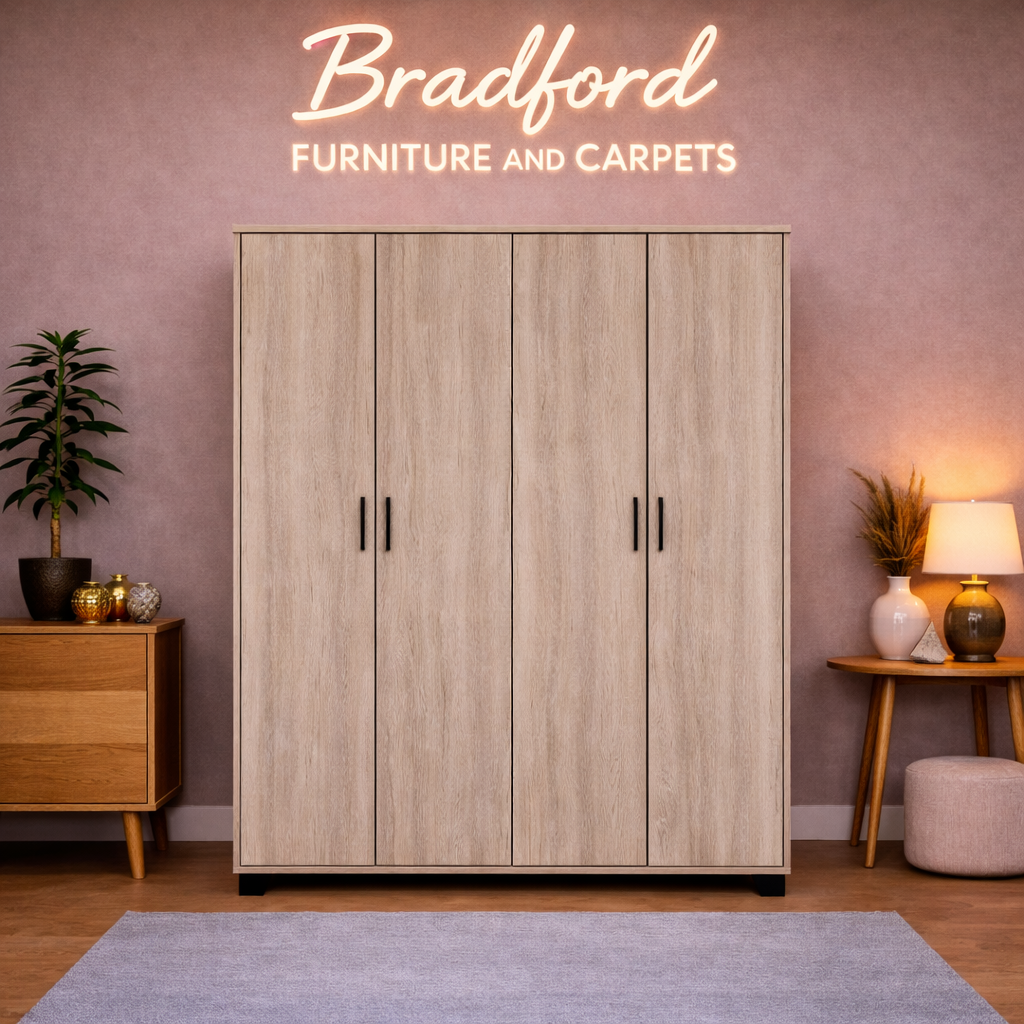 Oliver 4 Door Wardrobe in Light Oak Effect