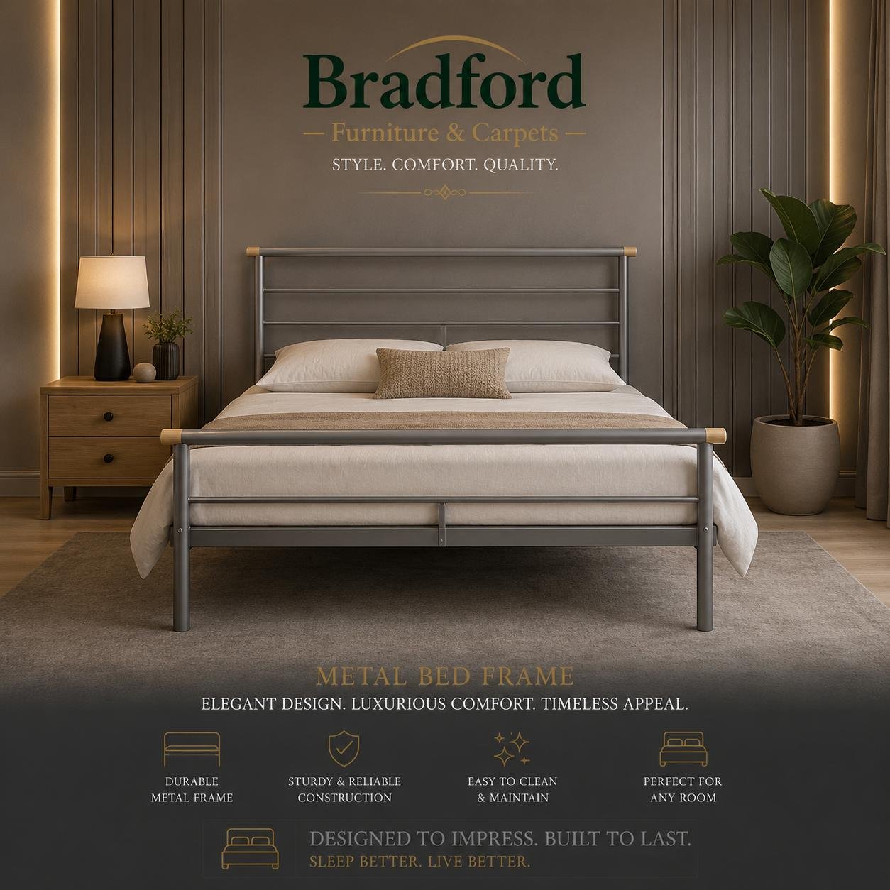 Orion Metal Bed in Silver Color