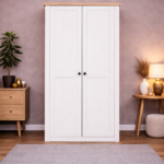Panama 2 Door Wardrobe in White/Natural Wax