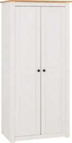 Panama 2 Door Wardrobe in White/Natural Wax - Image 2