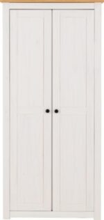 Panama 2 Door Wardrobe in White/Natural Wax - Image 3