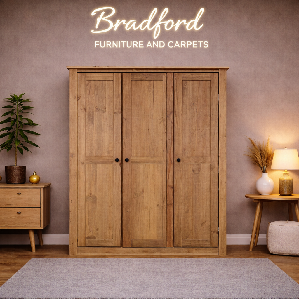 Panama 3 Door Wardrobe in Natural Wax