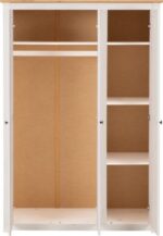 Panama 3 Door Wardrobe in White/Natural Wax - Image 3