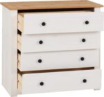 Panama 4 Drawer Chest in White/Natural Wax - Image 3