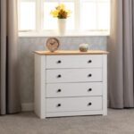 Panama 4 Drawer Chest in White/Natural Wax