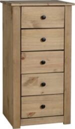 Panama 5 Drawer Narrow Chest in Natural Wax - Image 2