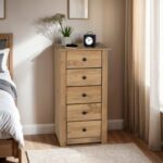 Panama 5 Drawer Narrow Chest in Natural Wax